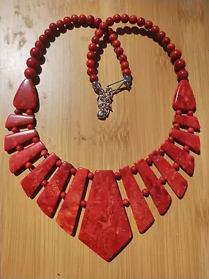 JAY KING DTR Mine Finds  Red Coral Statement Necklace 925 Sterling Silver • $99