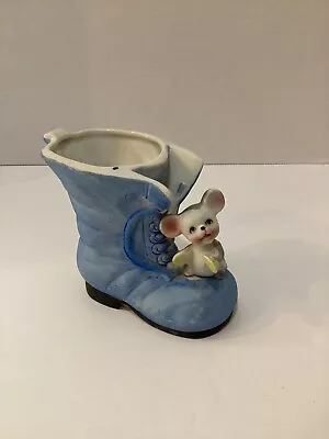 Mouse On Blue Boot Ceramic Planter/Vase • $5