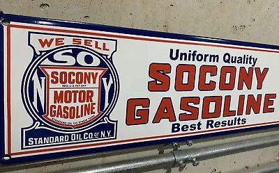 Vintage Style 18 Inch Socony NY Standard Oils Gasoline Porcelain Gas Sign • $69