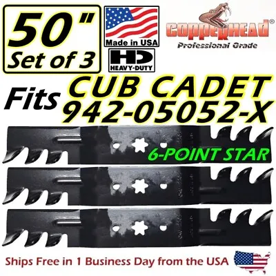 Copperhead 3-pk 50  Mtd Cub Cadet Hd Mulching Gator Blades 942-05052-x Usa Made • $47.95