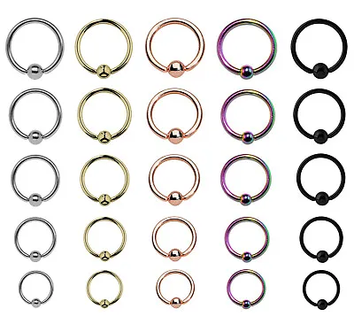 Ball Closure Ring Captive Bead Ring BCR Lip Nose Ear Septum Tragus Piercing CBR • £1.95