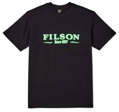 Filson Pioneer T-Shirt 20233185 Made In USA Black Neon Green Since 1897 Logo Tee • $23.99