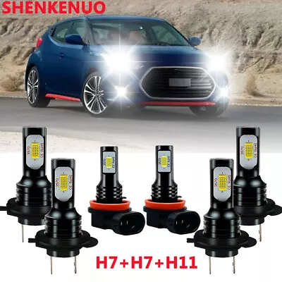 For 2012-2017 Hyundai Veloster -6X Combo LED Headlight Fog Light Bulbs Kit 6000K • $31.10