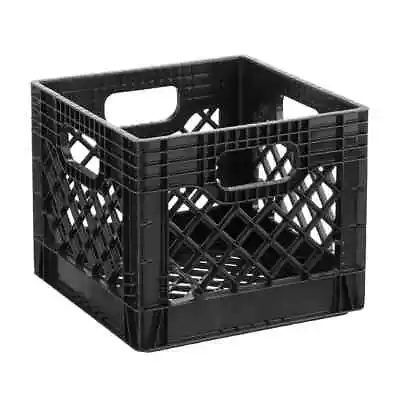 16QT Plastic Heavy-Duty Plastic Square Milk Crate Black Free Shipping • $9.99