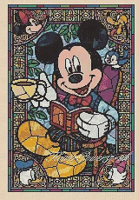 £4.50 • Buy Cross Stitch Chart  Mickey Mouse Teatime Stained Glass 359 FlowerPower37-uk