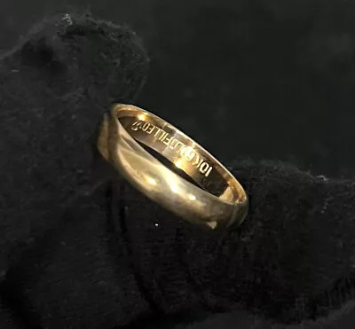 Vintage 10k Gold Filled Wedding Plain Band Ring Sz 10 Edwardian 4.1mm YGf 2.85g • $37