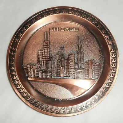 Chicago Skyline Metal/Copper 4.5  Plate Dish Souvenir - New • $10