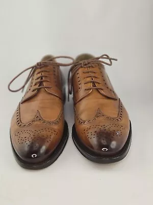Magnanni Roda Oxford Shoes Mens 10M Brown Tan Leather Burnished Wingtip Brogue • $60.55