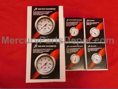 Mercury Analog Gauge Set - White W/ Chrome - 6K Tach (2) W/T (2) Volt Fuel • $294.32