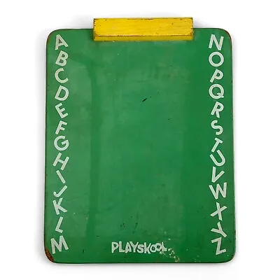 Vintage Playskool 8 X 10 Green Alphabet Chalkboard Green/Yellow Handle • $11.96