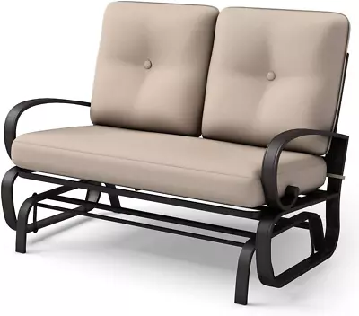 Giantex Outdoor Glider Bench Patio 2 Person Loveseat With Removable Cushion Th • $241.89