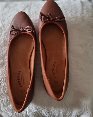 WOMEN SHOES BROWN LEATHER FLAT Fat Face Shoes Size 5 UK • £24.99