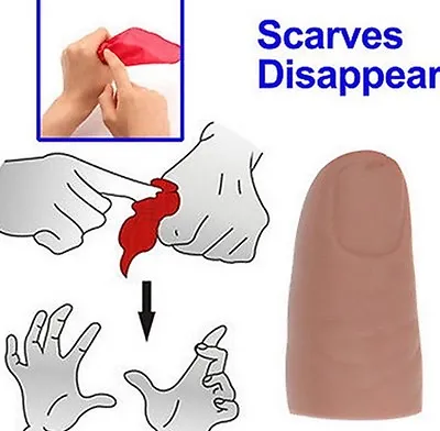 Plastic Thumb Tip And Red Silk. Magic Trick Joke Silk Vanishes And Reappears • £2.59