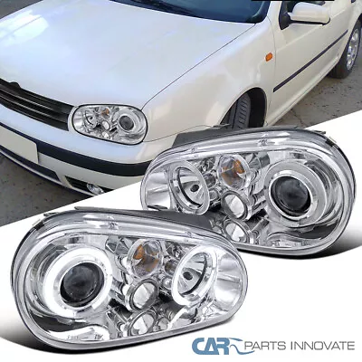 Fit VW 99-06 Golf Mk4 GTI R32 Cabrio Clear Halo Projector Headlights Head Lamps • $119.95