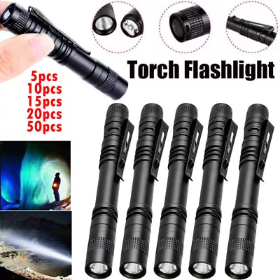 Lot 1-50x LED Flashlight Clip Mini Light Penlight Pocket Portable Pen Torch Lamp • $5.99