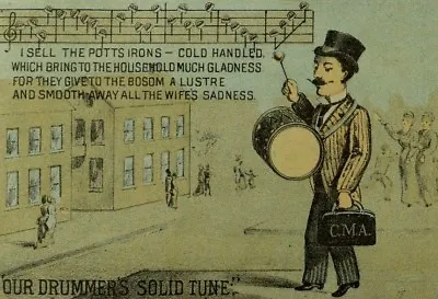 1870's Mrs. Potts Sad Iron Song Drummer Music Score Victorian Trade Card P31 • $75