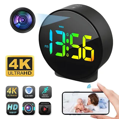 4K Table Alarm Clock Camera With Motion Tracking & Remote Viewing Home Security • $47.49