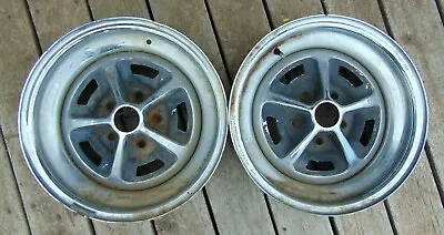 1960s 1970s VINTAGE GM CHROME RALLY WHEELS (2) 15X6 ORIGINALS OLDSMOBILE BUICK • $149