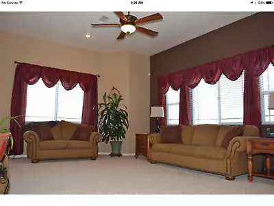 JCPenny Royal Velvet Waterfall Valance Curtain Red/Burgandy/Wine Panel • $16