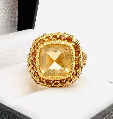 $124.50 • Buy Sterling Silver Vermeil & 1.65ct CITRINE Ring 7gm Size 6 Vintage Jewelry