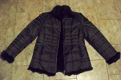 Womens Black Fur Reversible Coat Size Medium • $369.99