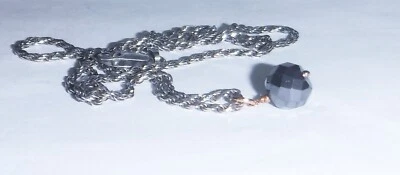 $40 • Buy Big Faceted Black Diamond Bead Necklace  Solid Sterling Silver