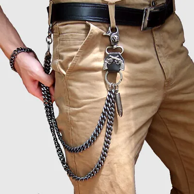 Jeans Chain Unisex Hip Hop Gothic Punk Silver Pants Chain Rider Heavy Duty • $15.29