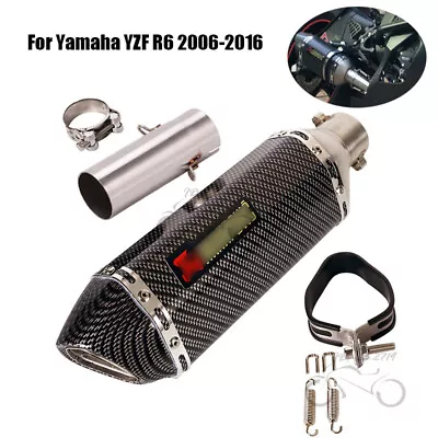 Slip For Yamaha YZF R6 2006-2016 Exhaust System Mid Link Pipe Muffler Tips 370mm • $100.08