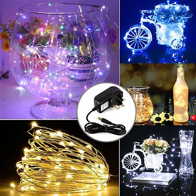 10m LED DC12V Micro Wire Copper Fairy String Christmas Lights Party + UK Adapter • £3.99