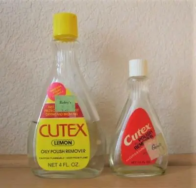 2 Vintage Cutex Nail Polish Remover Bottles Glass 1 Lemon 4 Oz & 1.5 Oz • $45.95
