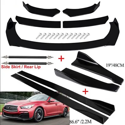 For Mazda 2 3 6 Speed Sedan Front Bumper Spoiler Body Kit+Side Skirt+Rear Black • $79.99