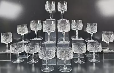 16 Pc Moser Crystal Wine Champagne Glass Lot Vintage Clear Basketweave Bohemian • $299.87
