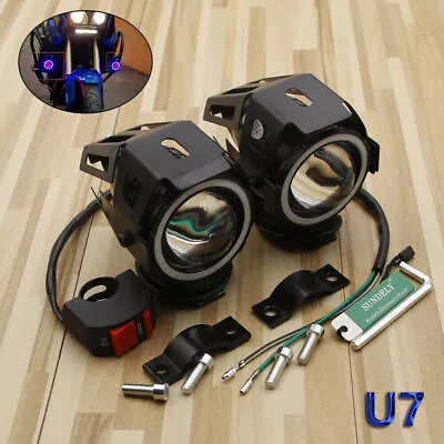 2x Motorcycle Motorbike CREE LED U7 Headlight Driving Fog Spot Lights+Switch • $45.71