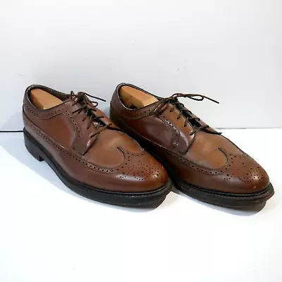 Vtg Florsheim Royal Imperial 97625 Size 10 3E V-Cleat 5 Nail Wingtip Brn Pebbled • $96.56