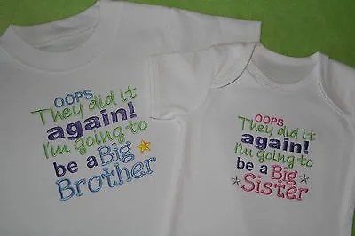 I'm Going To Be A Big Sister Or Brother Embroidered T-shirt Or Bodysuit / Vest • £8.99