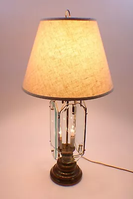 Vintage Atomic Starburst Table Lamp Glass & Metal W/ Shade And Test Bulbs • $128