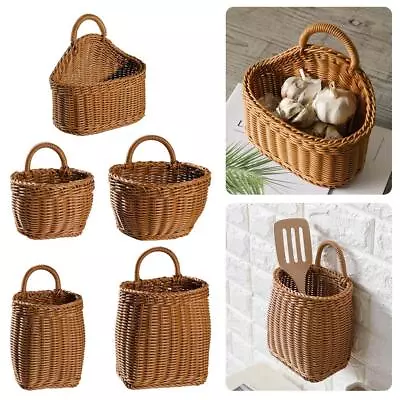 Rattan Wall Basket Woven Hanging Basket Decorative Jute Planter Baskets L3J9 • £4.75