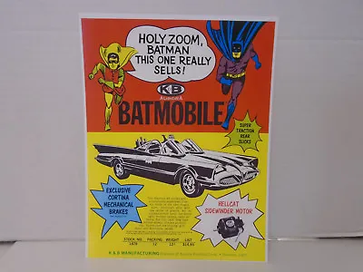 Reproduction Of 1960's Sell Sheet For K&b Aurora #1878 Batmobile Slot Car Kit • $19.99