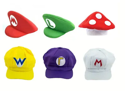 Super Mario Bros Luigi Wario Waluigi Hat Cap Fancy Dress Cosplay Costume Party • £5.99
