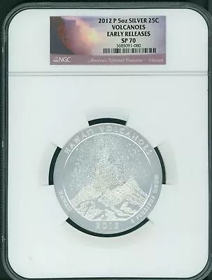 2012-p Hawaii Volcanoes Np Atb 5 Oz Silver Ngc Sp70 Early Releases E.r. Scarce • $1575