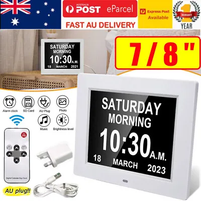 7/8'' LED Dementia Digital Calendar Clock Alarm Day/Week/Month/Year Extra Large • $54.90