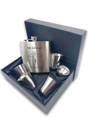 £9.50 • Buy Personalised Hip Flask Engraved Any Logo Any Text 6oz Metal Hipflask Gift Set