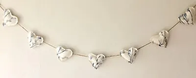 Laura Ashley Heart Garland Bunting Pussy Willow Midnight Blue 7 Fabric Hearts • £12.50