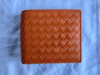 NWT BOTTEGA VENETA Men's Classic Intrecciato Bi-fold Wallet ORANGE Italy • $499.99