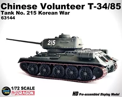 Chinese Volunteer T-34/85 No. 215 Korean War Dragon Armor 1/72 63144 • $34.90