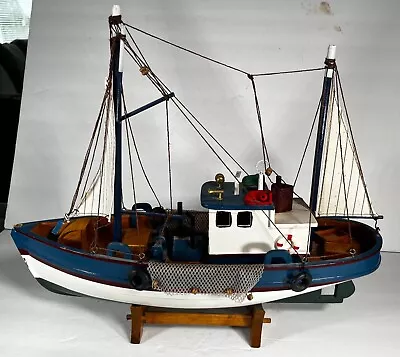 Handcrafted Wooden Model Fishing Boat Vessel For Decorative Display • $39.99