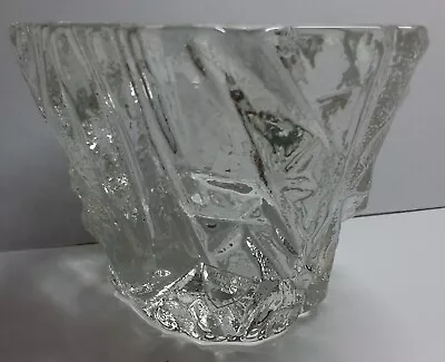 Orrefors Glass Cracked Ice Votive Candle Holder Label Intact • $14.77