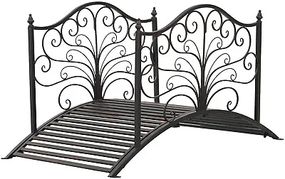 4’ Black Metal Arch Backyard Garden Bridge Durable Outdoor Decor Easy Assembly • $279.99
