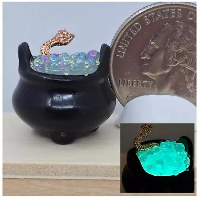 MINIATURE Glow In The Dark Cauldron Witch Halloween Potion Dollhouse Diorama  • $12.99