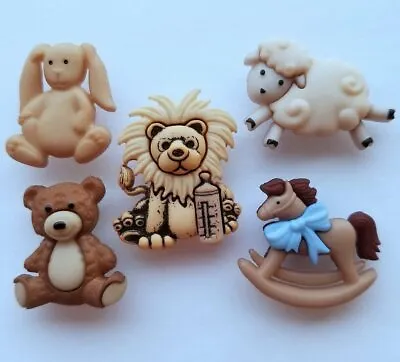 £2.50 • Buy ADVENTURE AWAITS - Baby Teddy Bear Bunny Lion Lamb  Dress It Up Craft Buttons